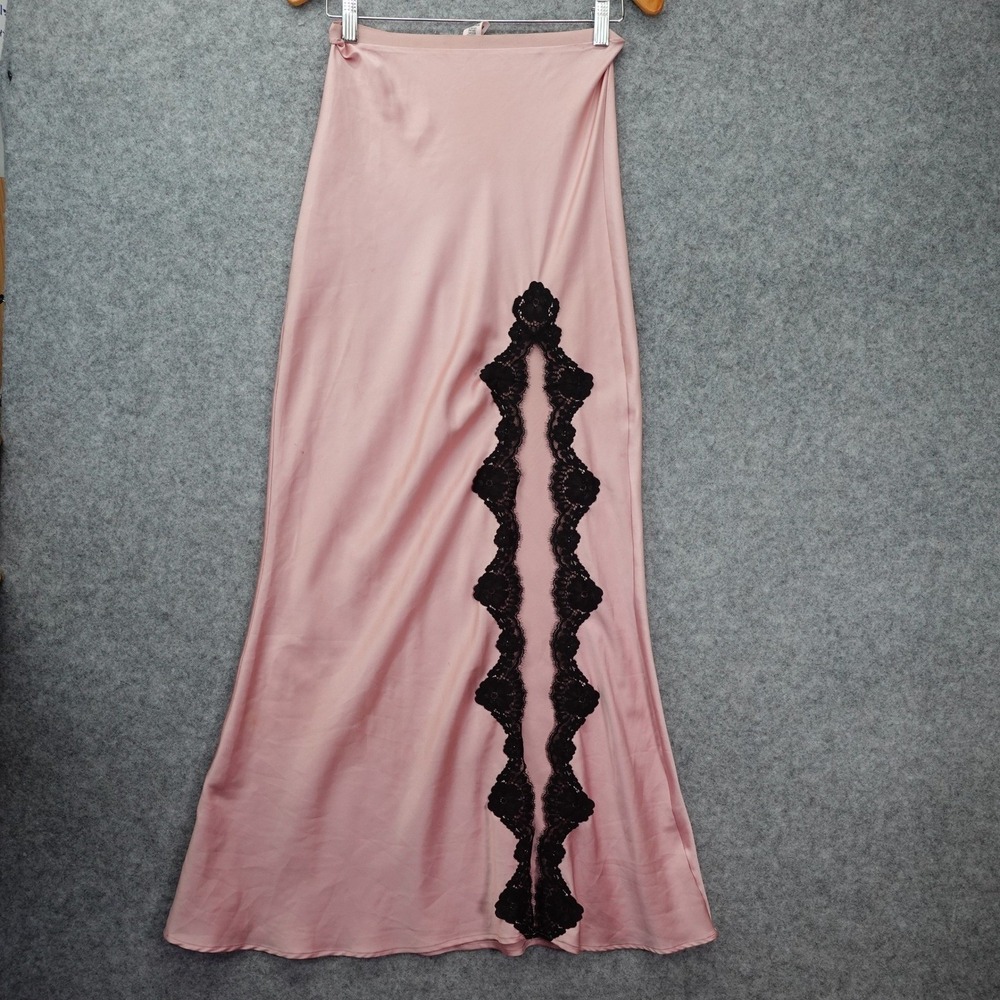 Y2K Balletcore Lace Coquette Slip Skirt SMALL Pink Satin Maxi VICTORIAS SECRET